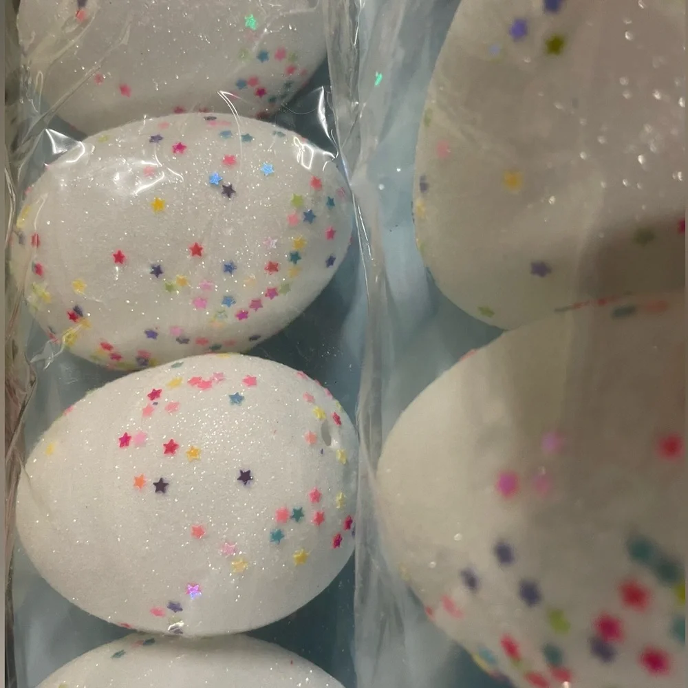 White Multicolor Glitter Plastic Fillable Large Easter Eggs- 30 openable eggs